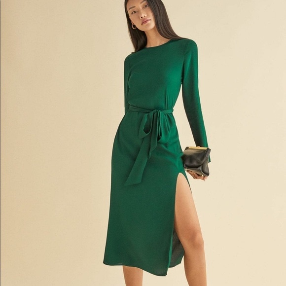 NWT Reformation Jeana Dress Emerald Green Size 4 - Picture 1 of 4